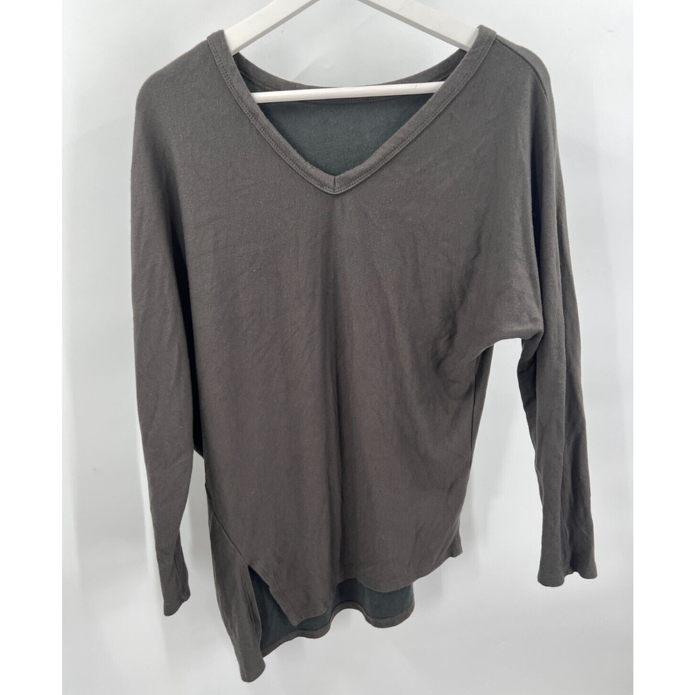 Heather S Small Womens Olive Green Modal Asymmetrical Shirt Top Made In Usa